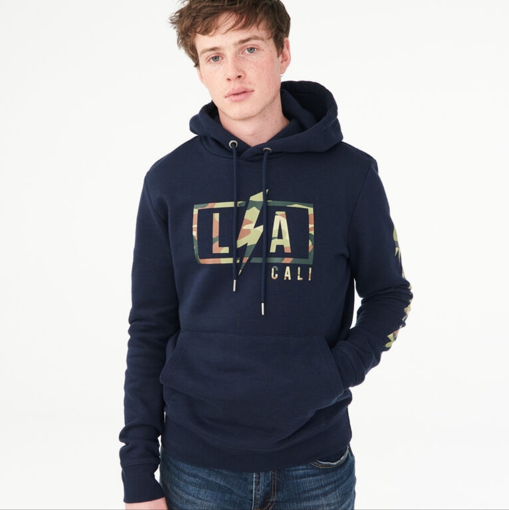 Aeropostale Camo LA Lightning Cozy Pullover Hoodie M